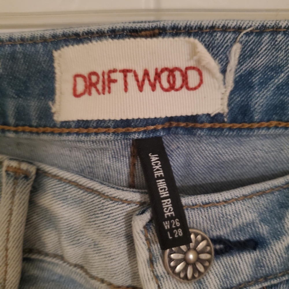 DRIFTWOOD JACKIE HIGH RISE CROPPED EMBROIDERED JEANS - SIZE 26 - Picture 2 of 8
